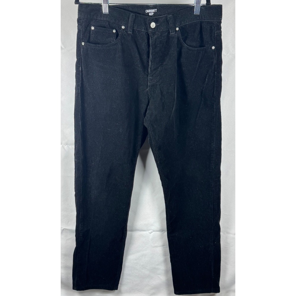 Carhartt WIP Newel Pant Black Corduroy Tapered Workwear Trousers Size 32